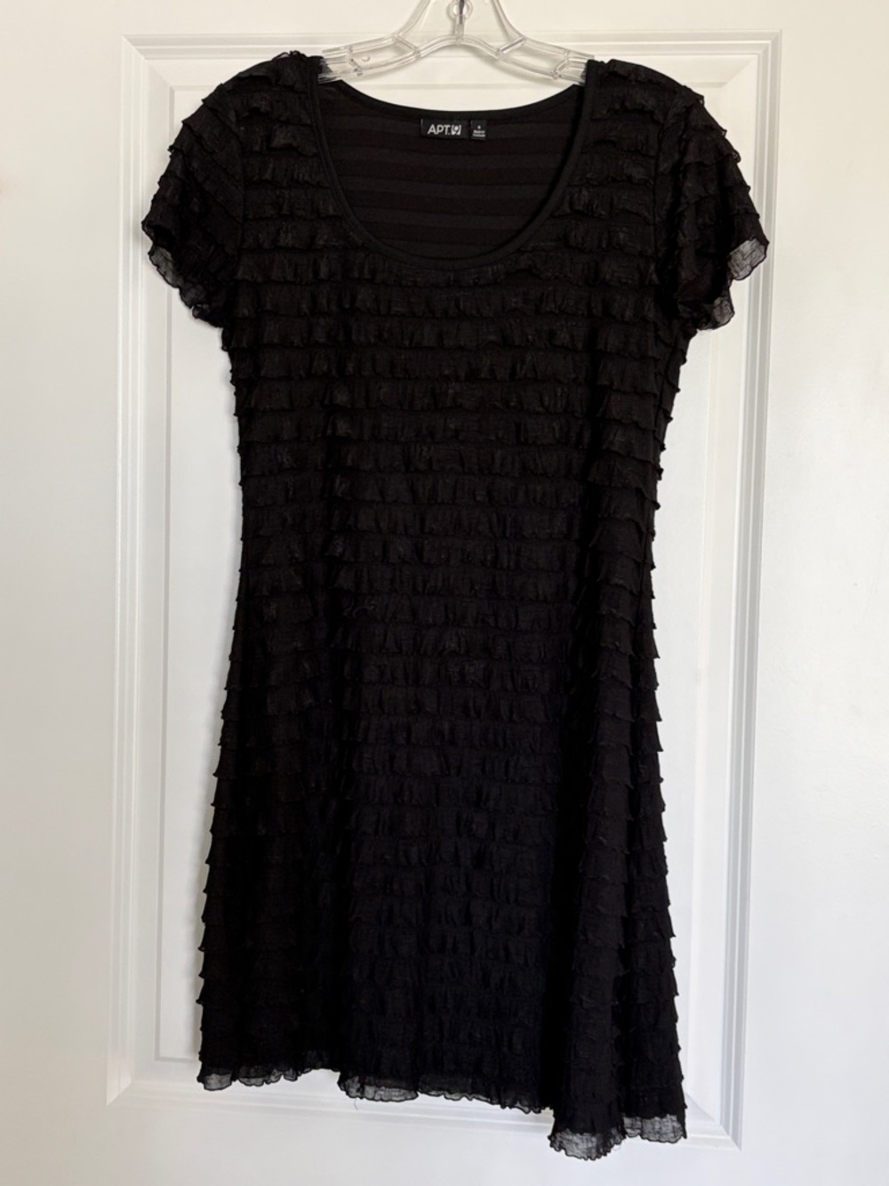 Apt. 9 Black Short Sleeve Ruffle Swing Mini Dress Size Small